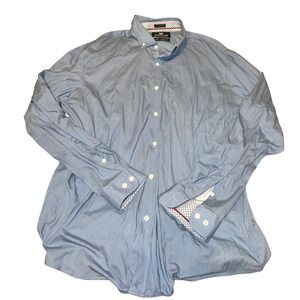 Buttercloth Mens 2XL Blue Icy Cotton Button Down Long Sleeve‎ Regular Fit Shirt